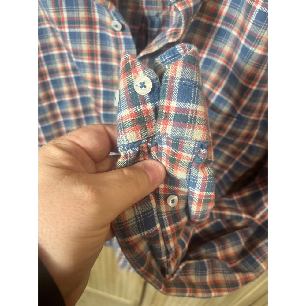 Onward Reserve Mens Tailored Fit Plaid Button Down Shirt Blue Red L Cotton - Picture 4 of 6